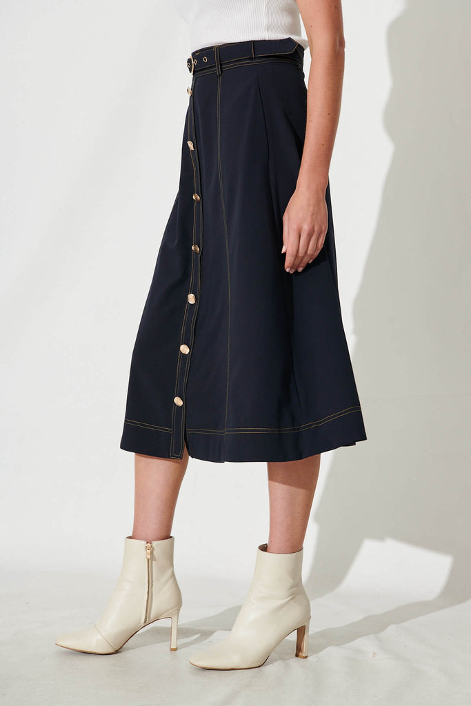 Johansson Midi Skirt In Navy - side