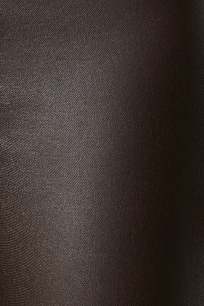 Merley Skinny Pants In Chocolate Leatherette - fabric