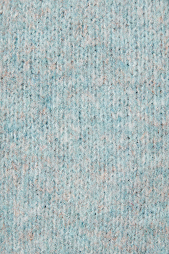 Ersa Knit Cardigan In Dark Teal Marle Wool Blend - fabric