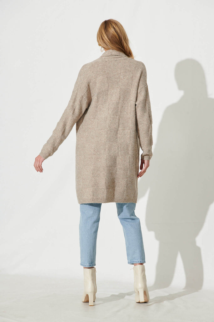 Saturn Knit Cardigan In Taupe Marle Wool Blend - back