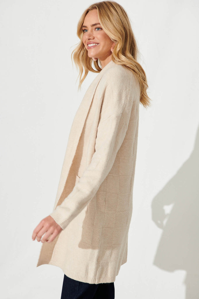 Saturn Knit Cardigan In Cream Wool Blend - side