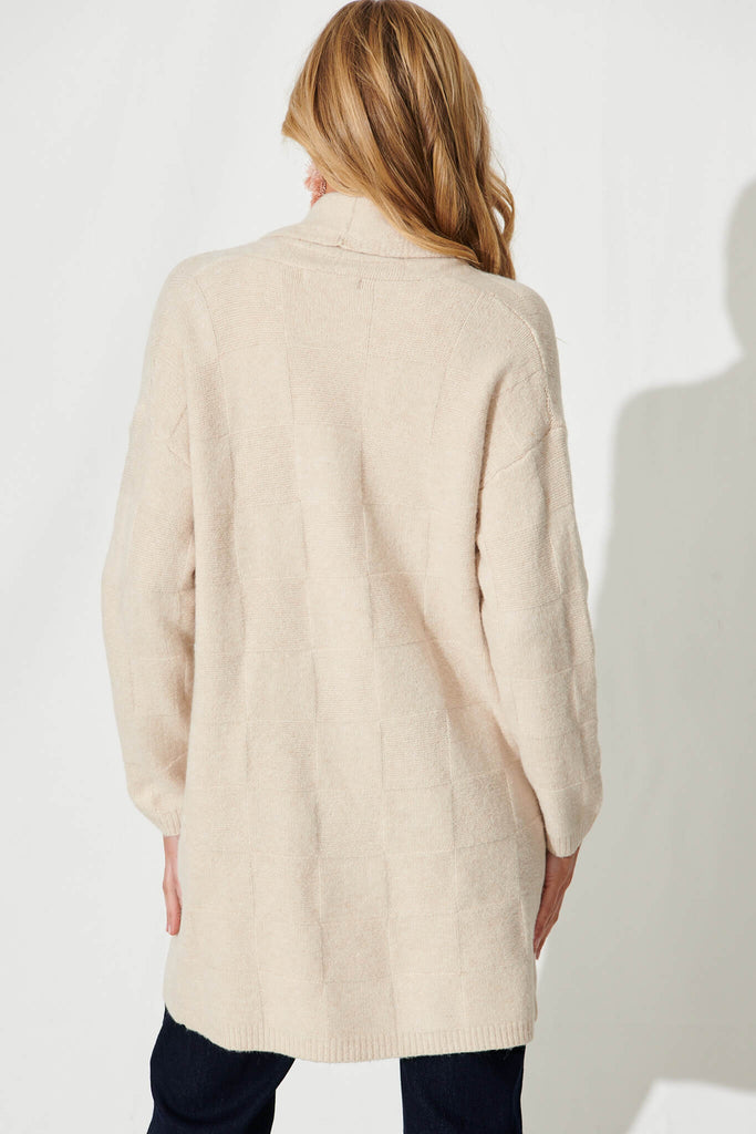 Saturn Knit Cardigan In Cream Wool Blend - back