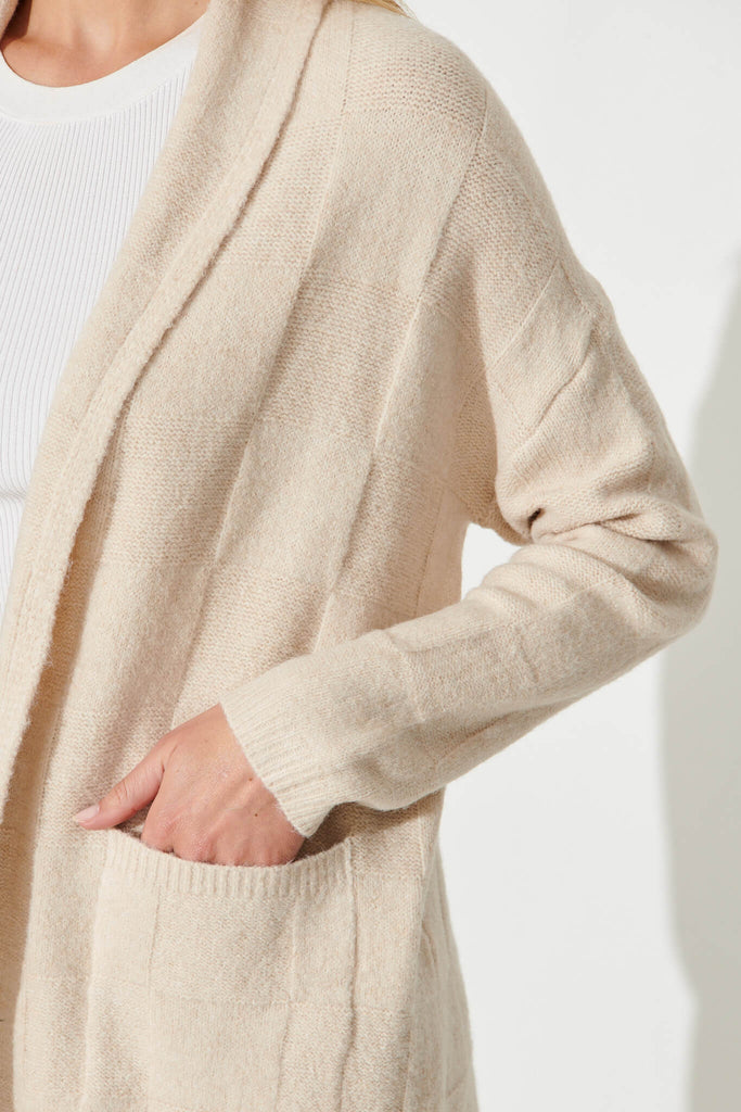 Saturn Knit Cardigan In Cream Wool Blend - detail