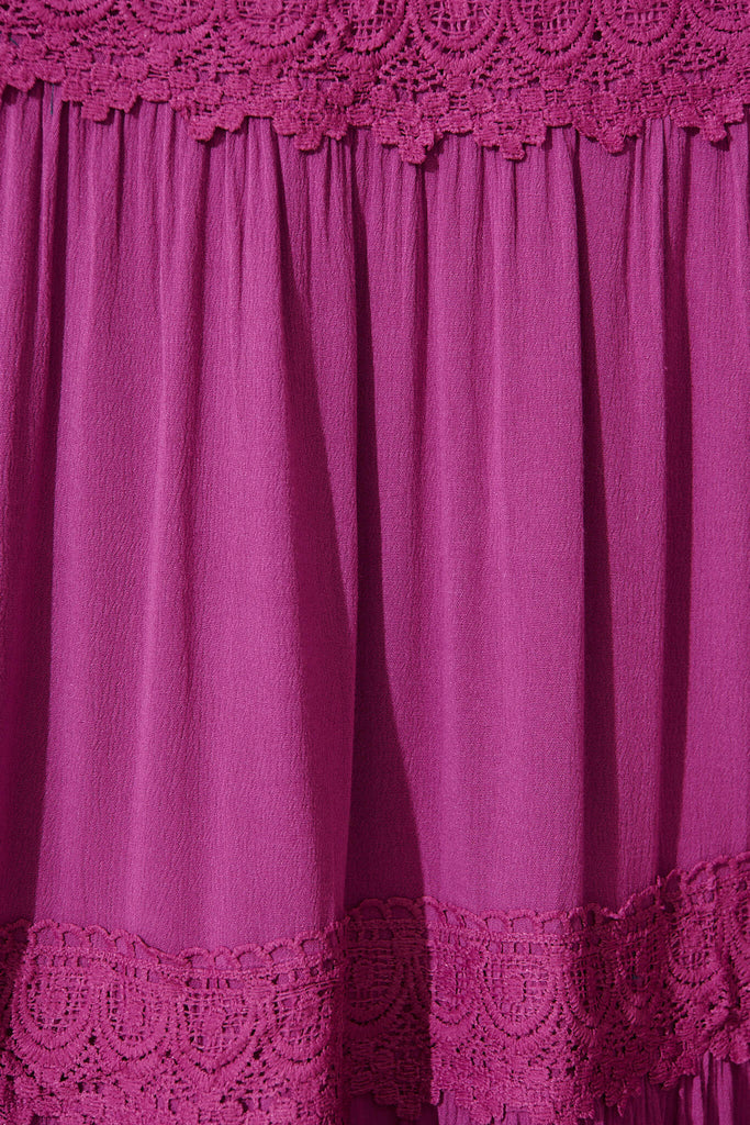 Mona Maxi Dress In Magenta - fabric