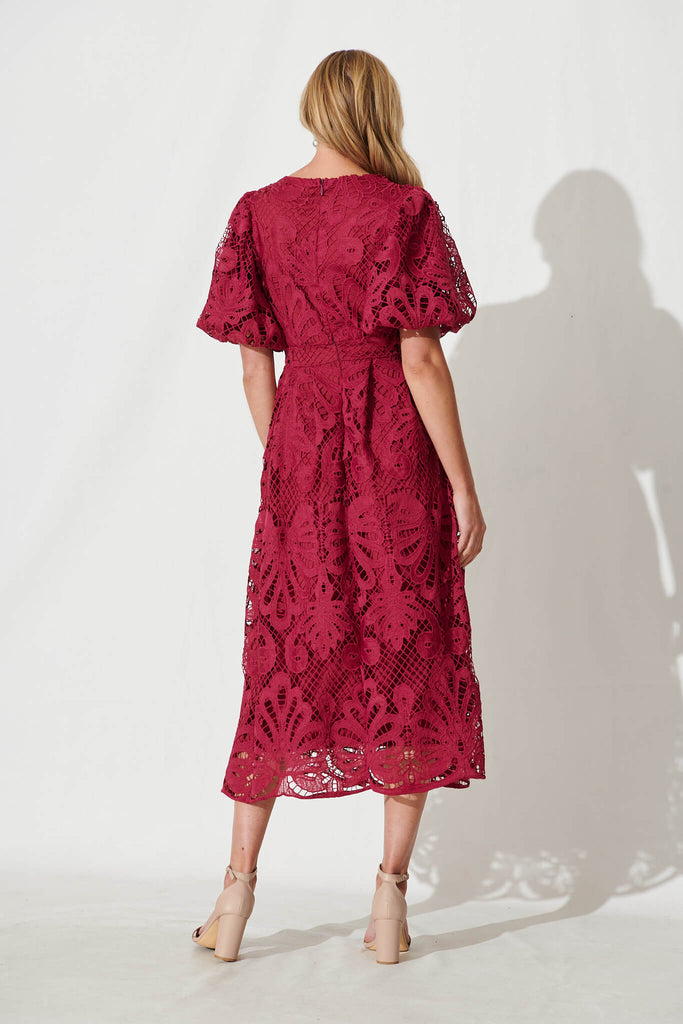 Tillie Lace Maxi Dress In Berry - back