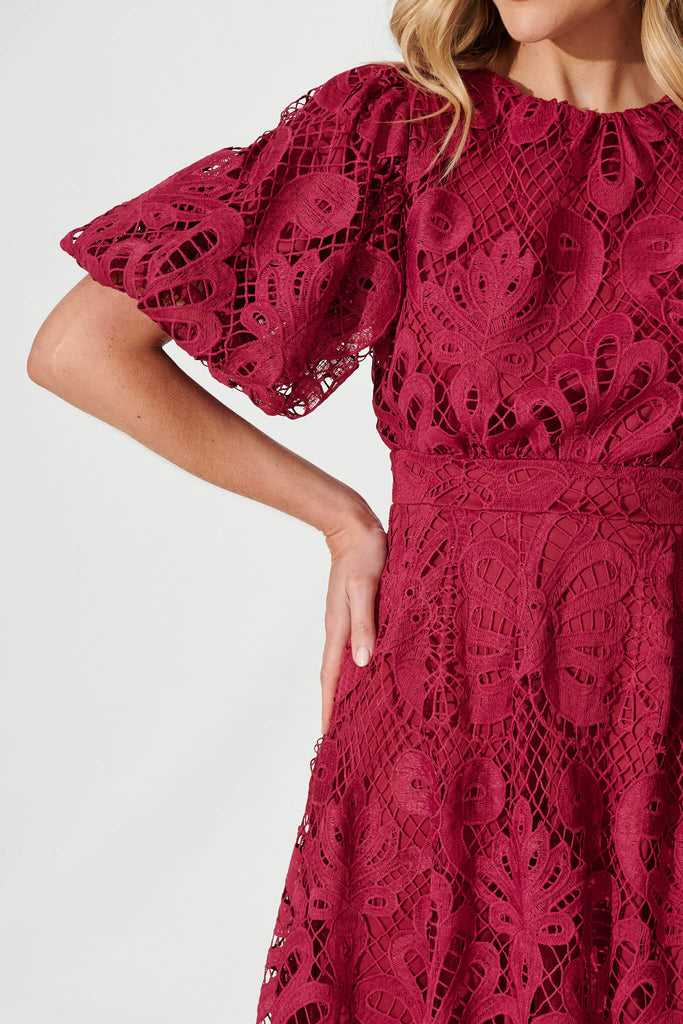 Tillie Lace Maxi Dress In Berry - detail