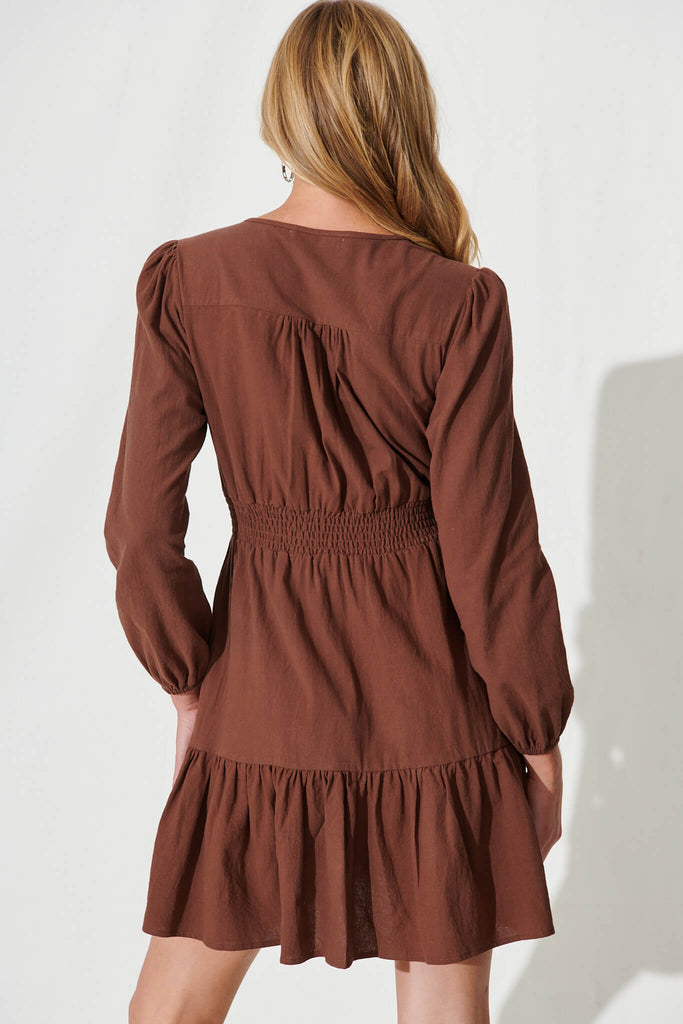 Silverstone Dress In Chocolate Brown Cotton - back