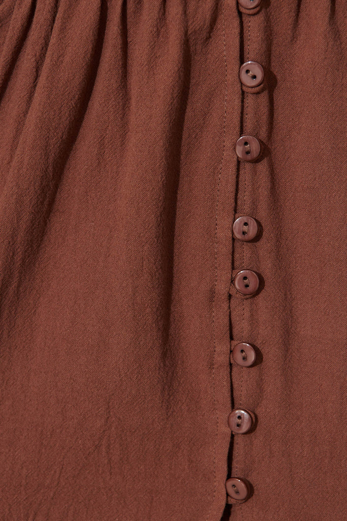 Silverstone Dress In Chocolate Brown Cotton - fabric