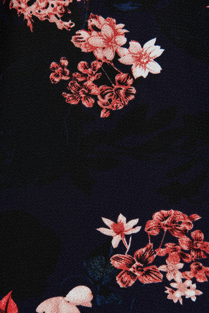 Viviani Zip Top In Navy With Pink And Blush Floral - fabric