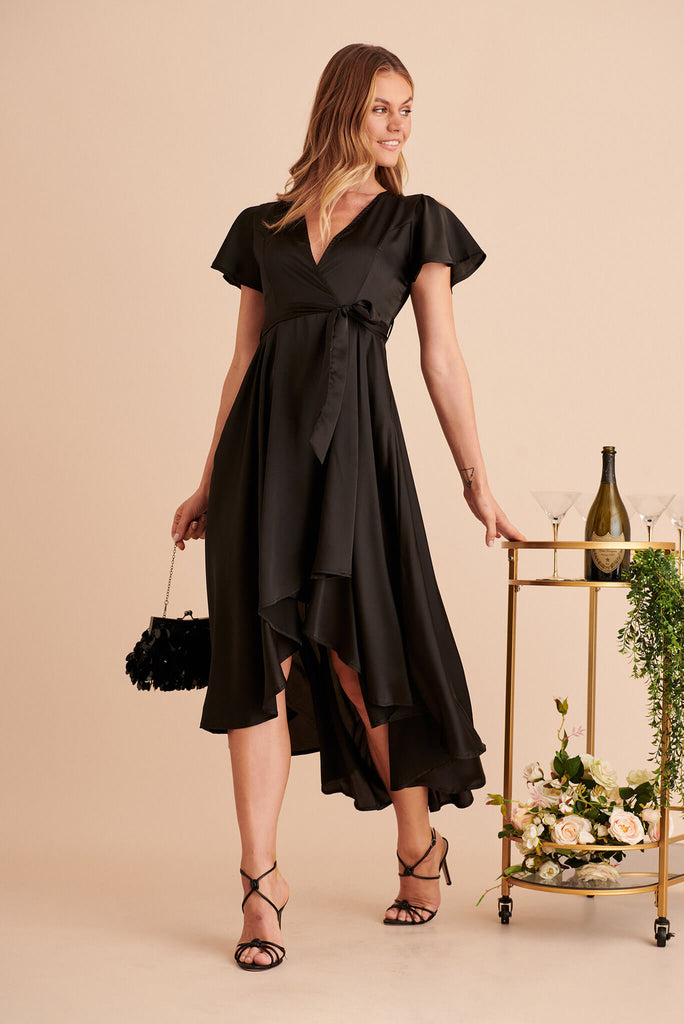 Marilou Maxi Dress In Black Satin - full length edm 2