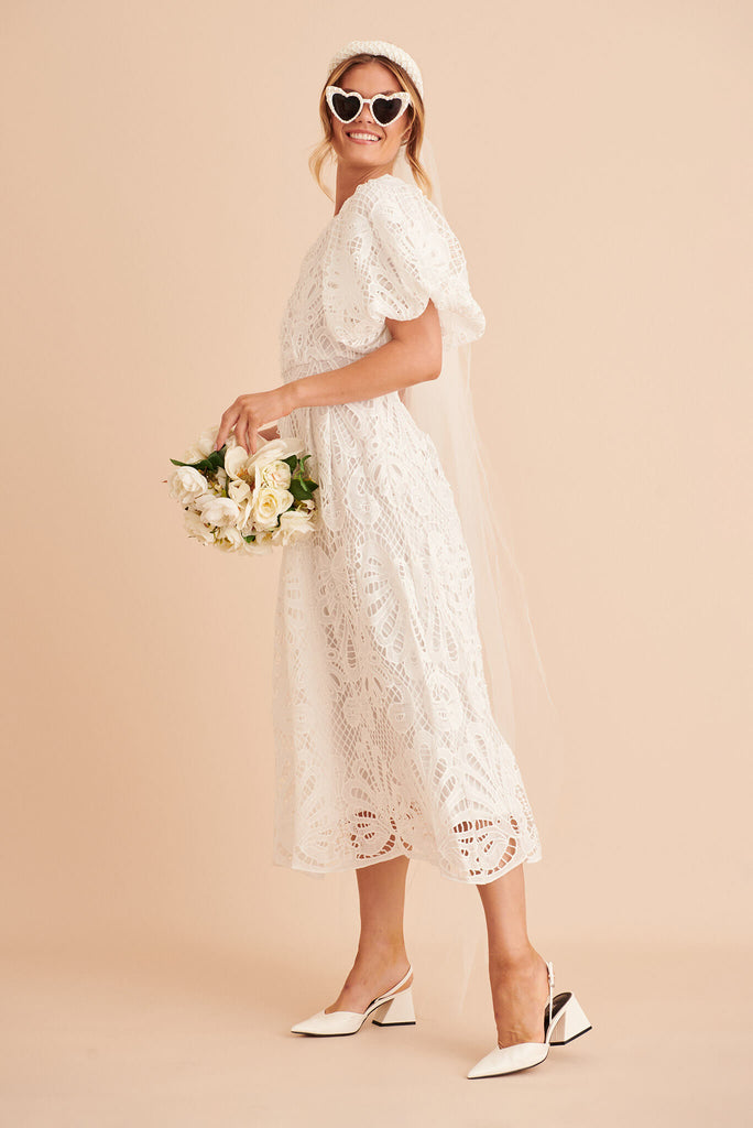 Tillie Lace Maxi Dress In White - side