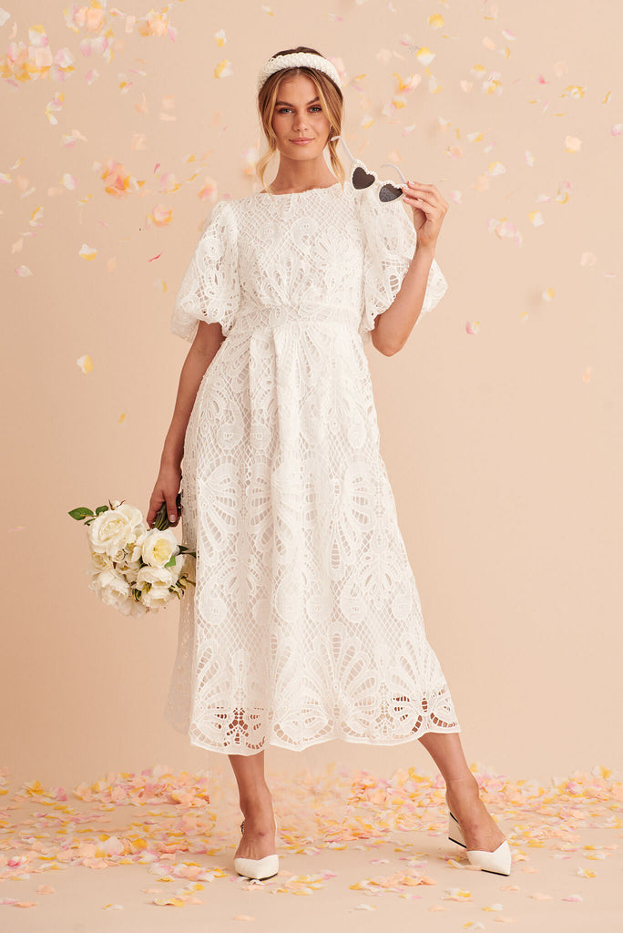 Tillie Lace Maxi Dress In White - full length
