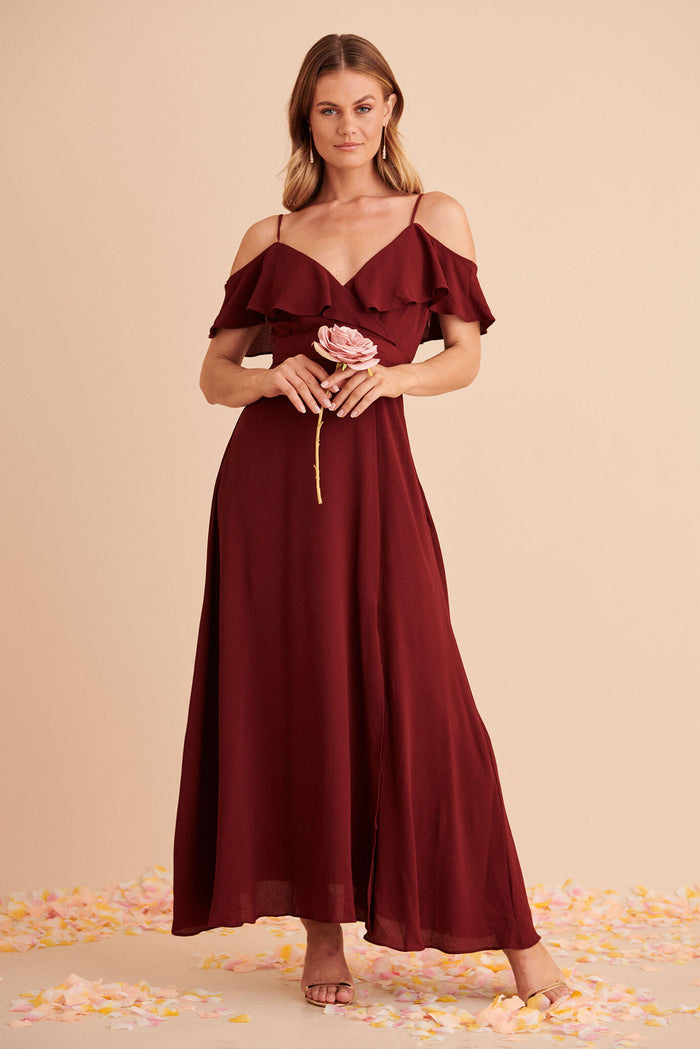 Marit Maxi Dress In Wine - full length edm
