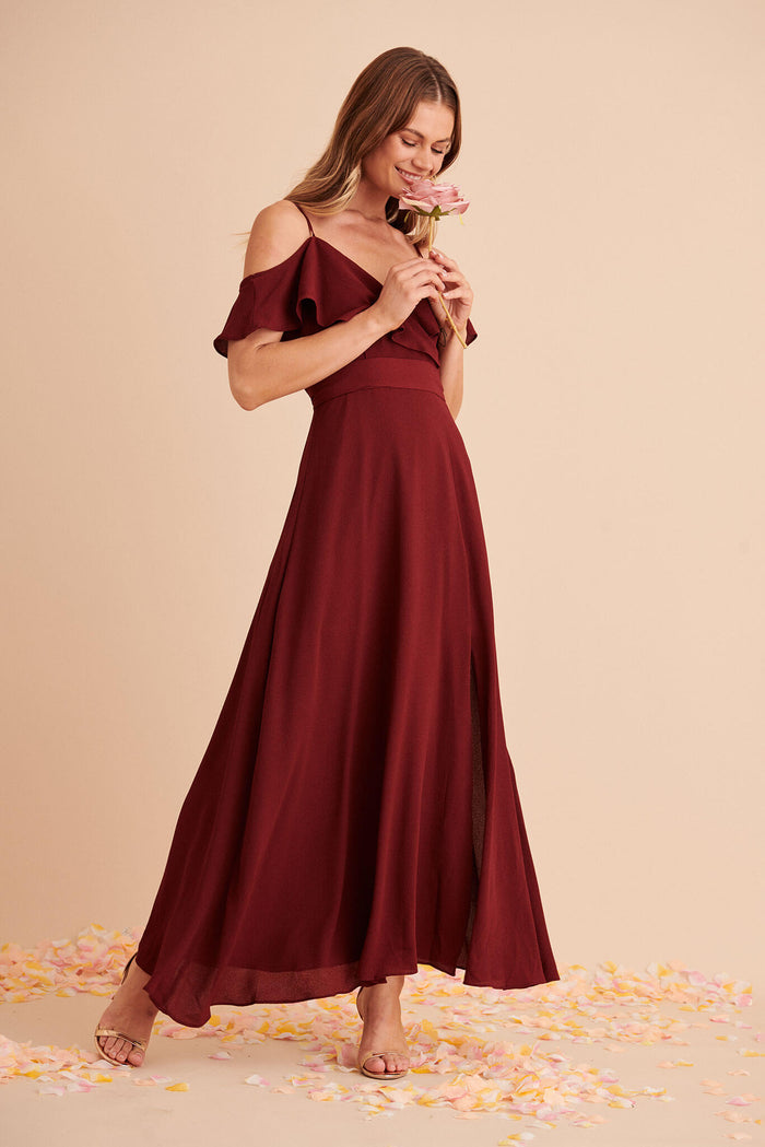 Marit Maxi Dress In Wine - full length edm