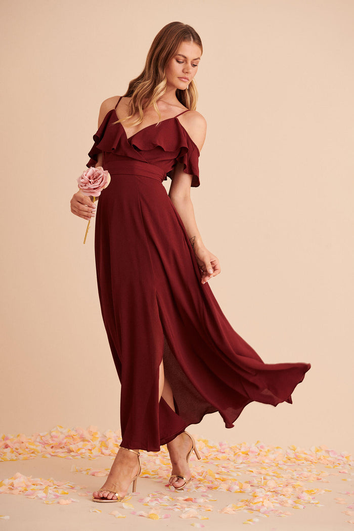 Marit Maxi Dress In Wine - full length edm