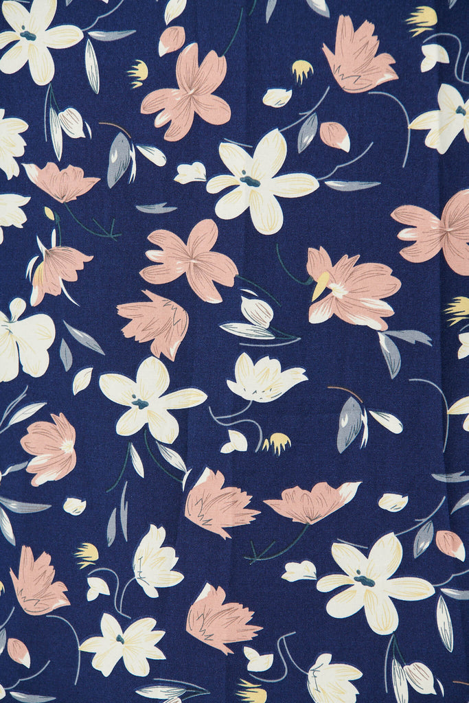 Gregorya Midi Dress In Navy Floral Print - fabric