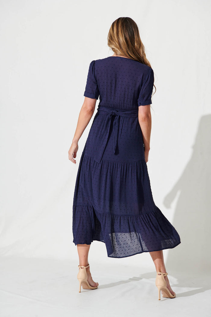 Morrison Maxi Dress In Navy Swiss Dot - back