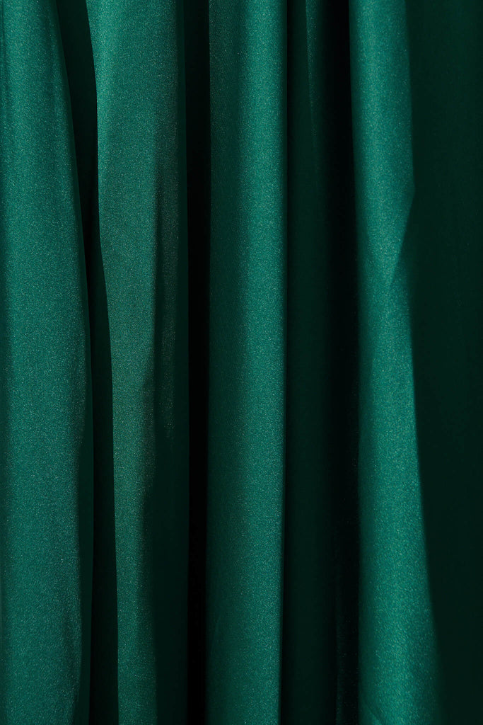 Stockholm Dress In Emerald Green Satin - fabric