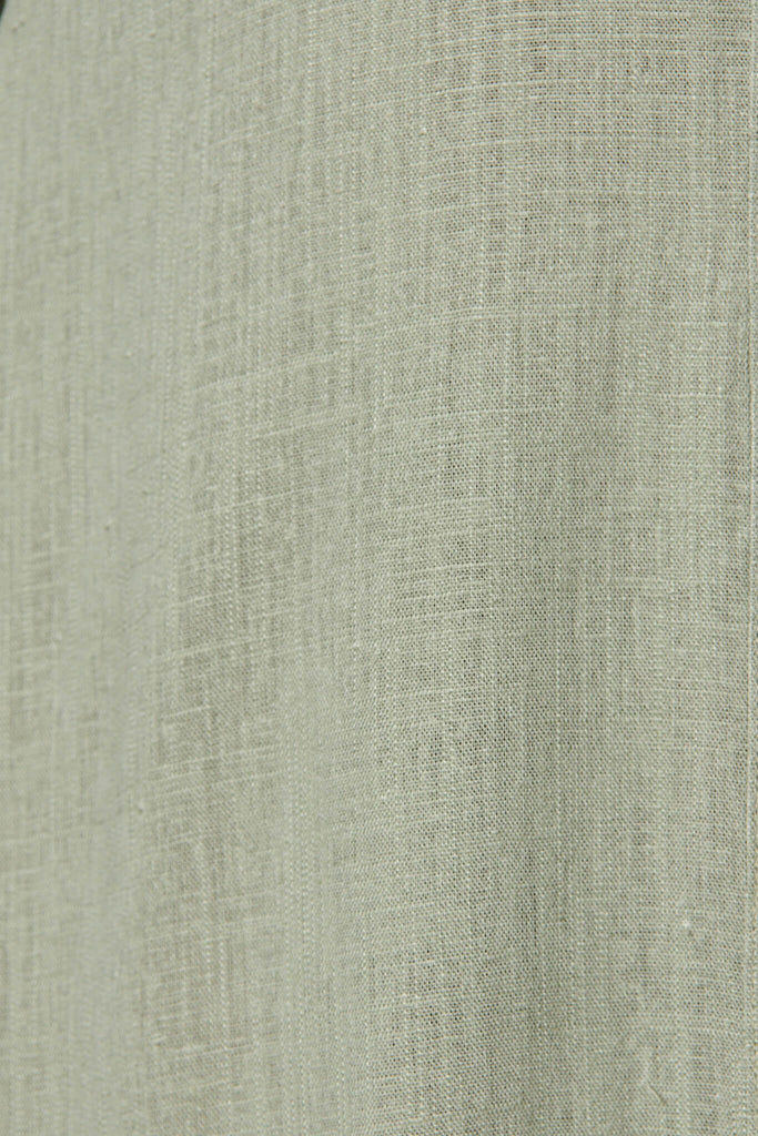 Heartland Midi Dress In Khaki Linen Blend - fabric