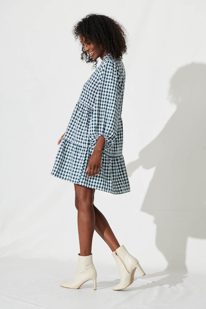 Ciaran Smock Dress In Emerald Gingham - side