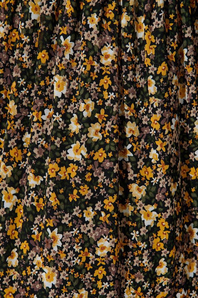 Jaseline Midi Dress In Multi Ditsy Floral - fabric