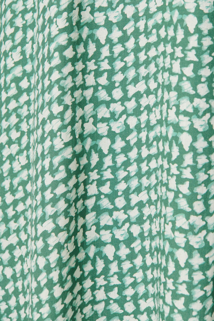 Martinez Midi Shirt Dress In Green With Cream Print - fabric