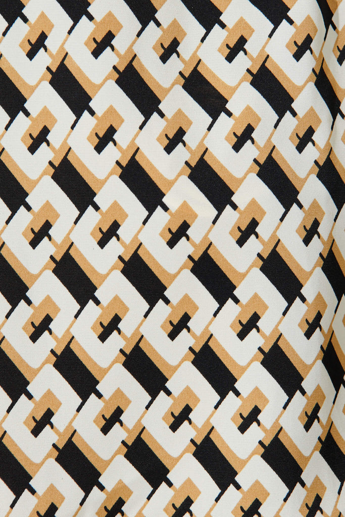 Emerson Zip Top In Black And Cream Geometric - fabric