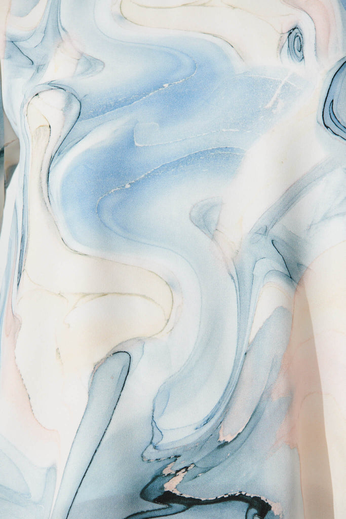 Phoebe Top In Blue Watercolour Chiffon - fabric