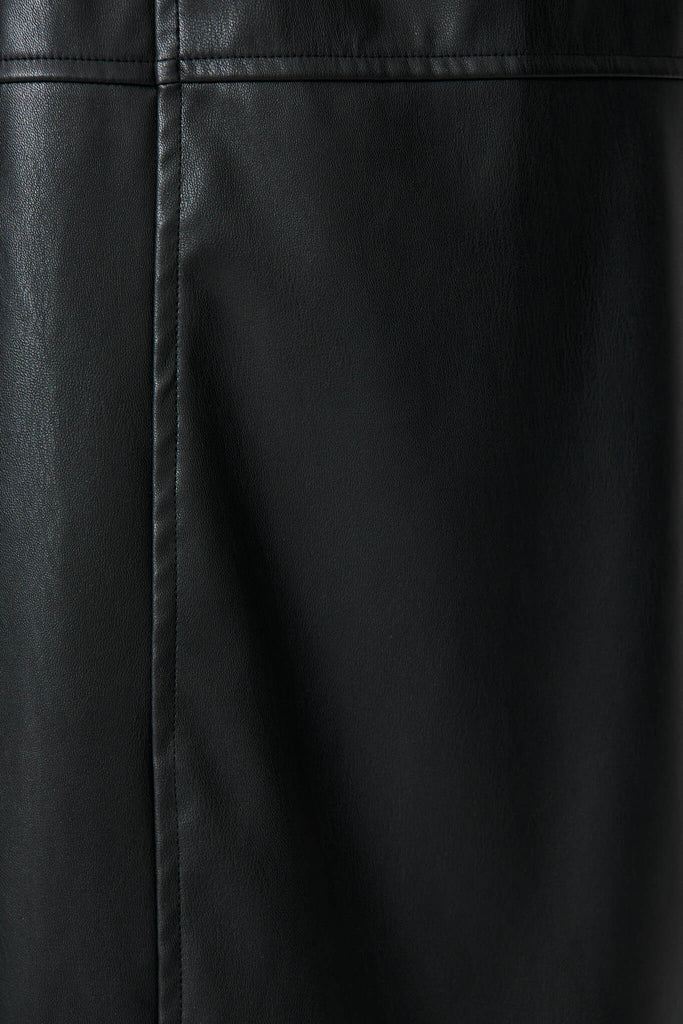 Lenny Maxi Skirt In Black Leatherette - fabric