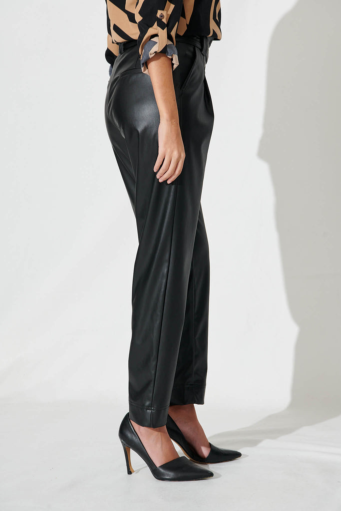 Riley Pant In Black Leatherette - side