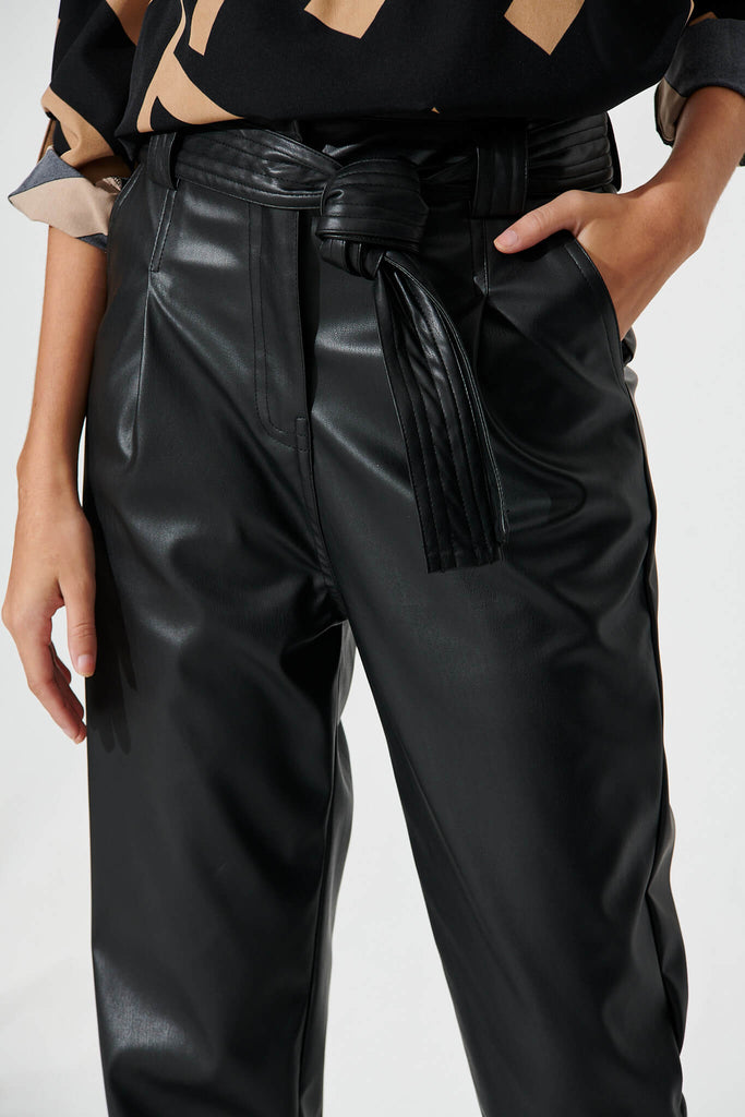 Riley Pant In Black Leatherette - detail