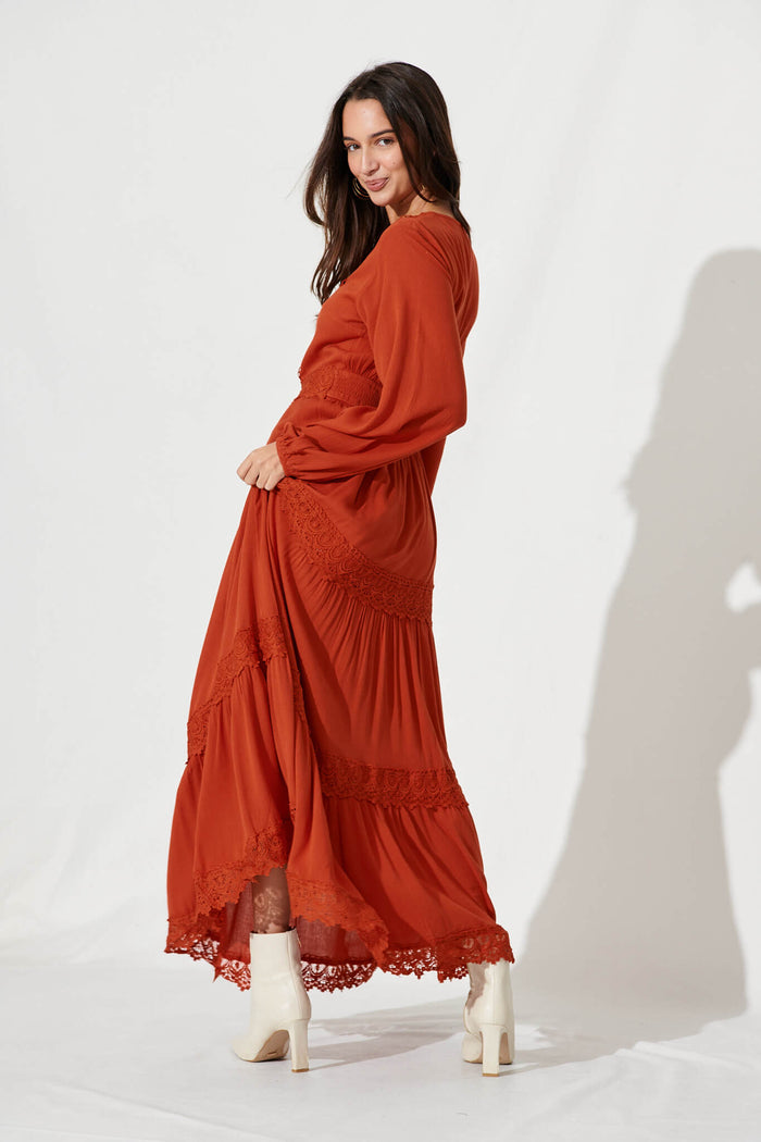 Monarch Maxi Dress In Rust - side