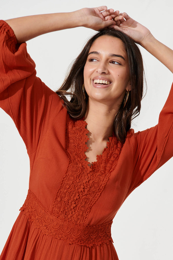 Monarch Maxi Dress In Rust - detail