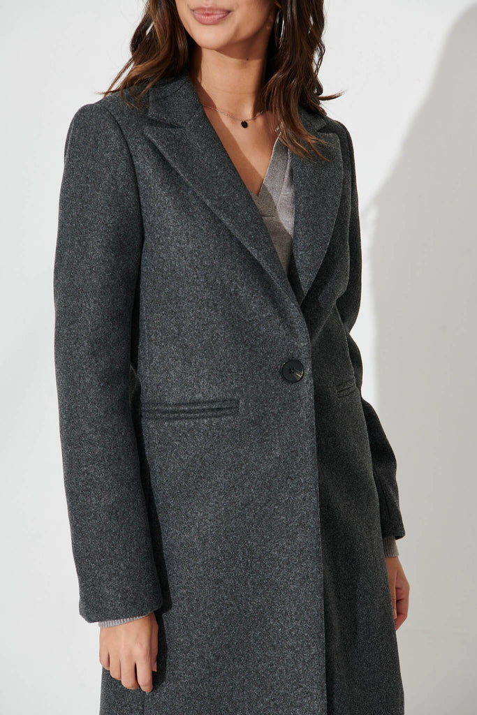 Prato Coat In Charcoal Marle - detail
