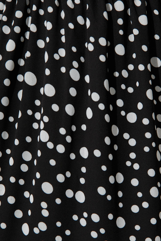 Jaseline Midi Dress In Black With White Spot - fabric