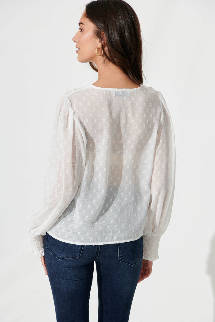 Claude Top In White Textured Chiffon - back