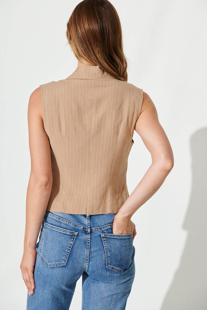 Mahalia Vest In Brown Stripe - back