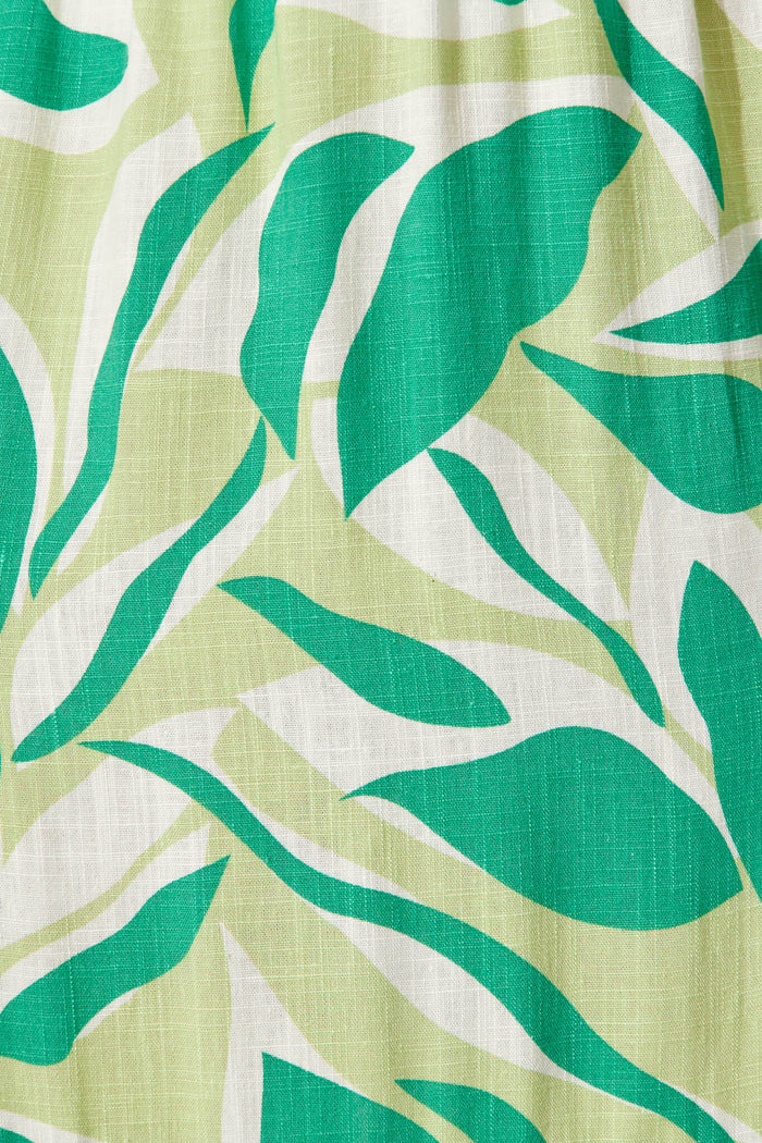 Priscilla Skirt In White And Green Leaf Print - fabric