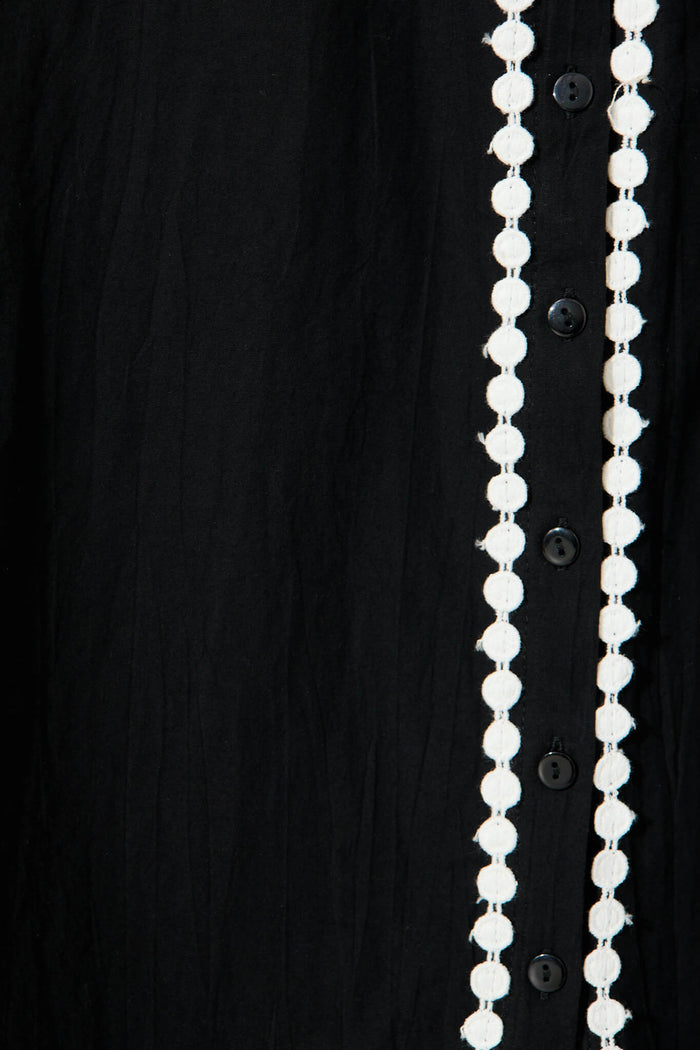 Honey Midi Shirt Dress In Black Cotton - fabric