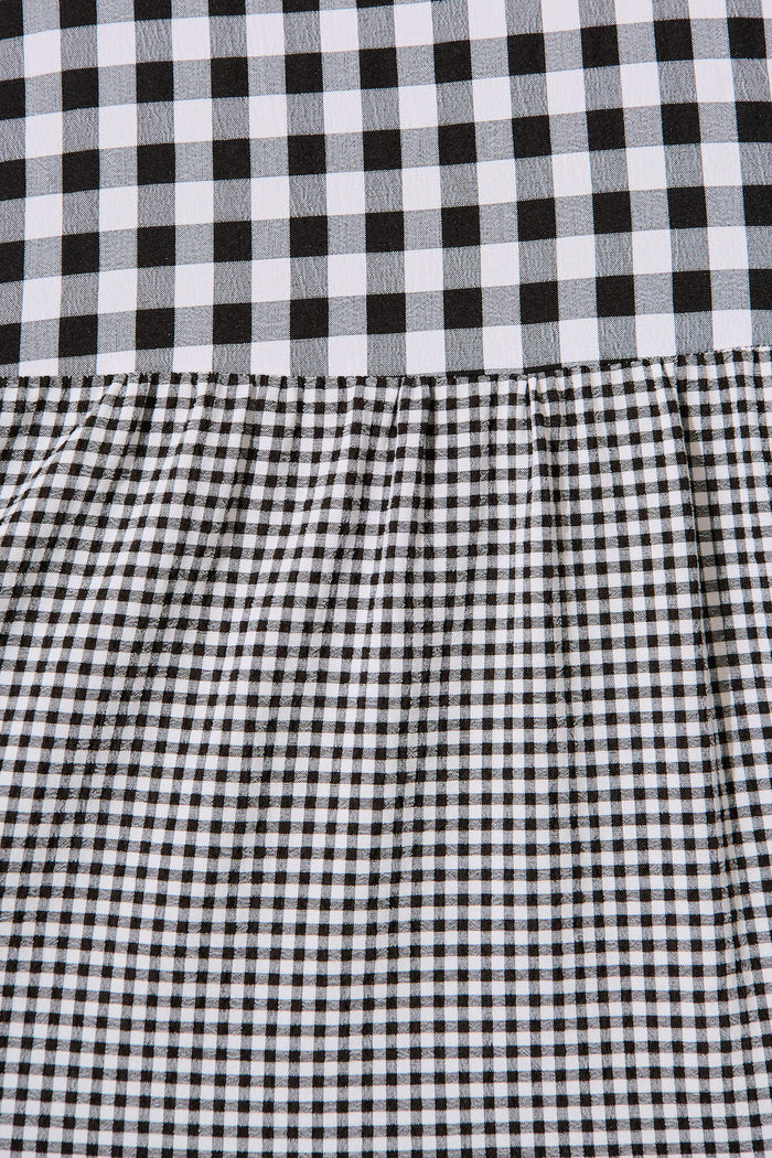 Kitty Midi Smock Dress In Black Gingham Check - fabric