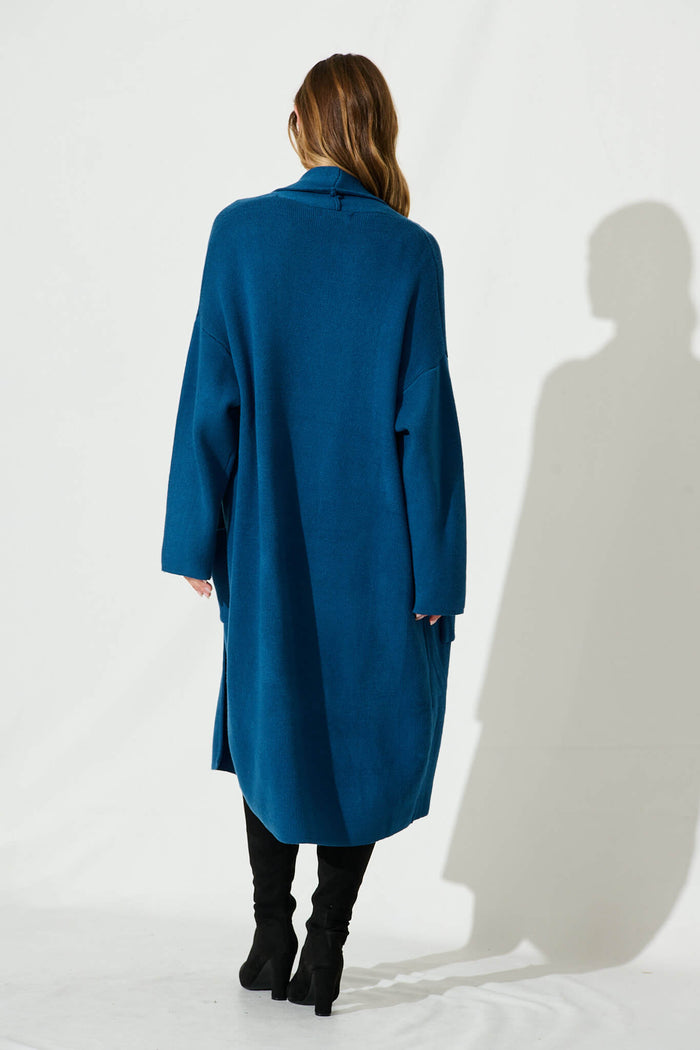 Rebecca Knit Cardigan In Blue - back