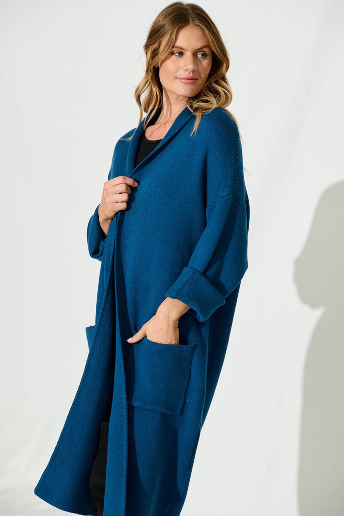 Rebecca Knit Cardigan In Blue - front