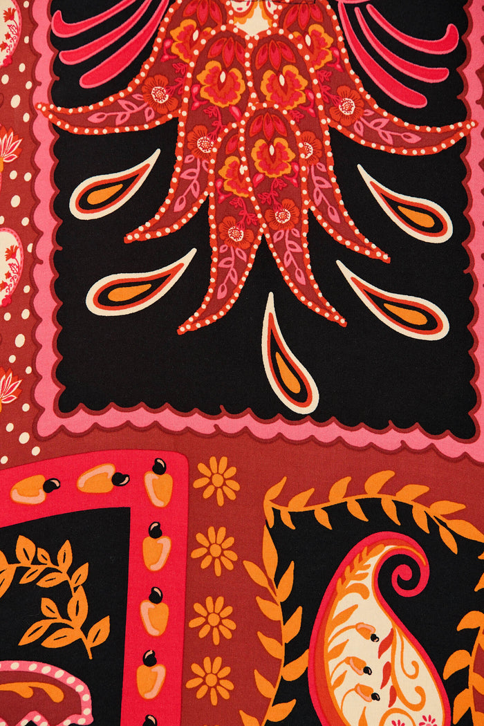 Rosalita Top In Black With Red Print - fabric