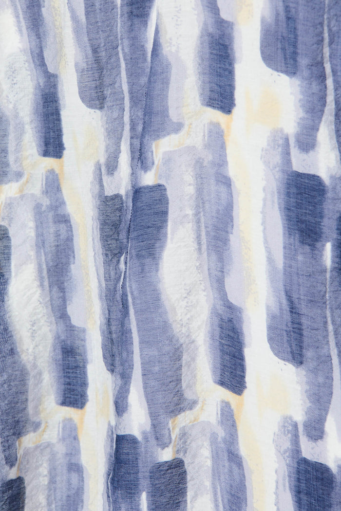 Lorie Maxi Shirt Dress In Blue Multi Brushstroke Print Cotton Blend - fabric