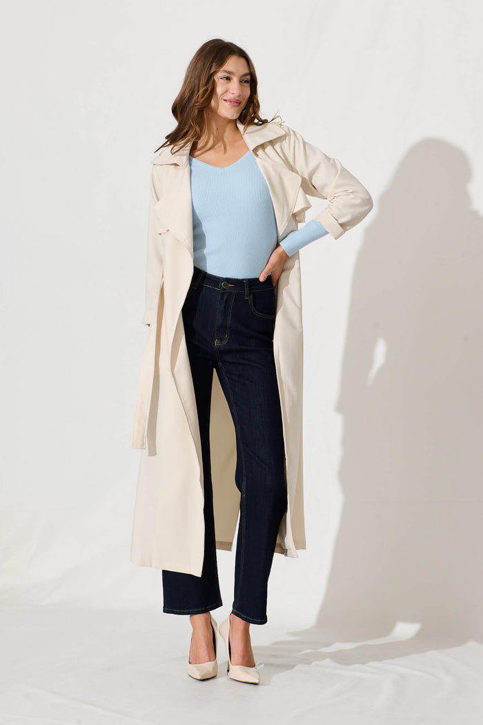 Levine Knit In Pale Blue Cotton Blend - full length