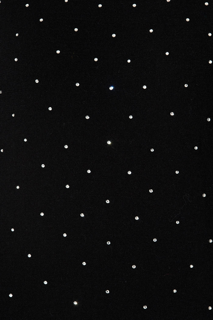 Bell Knit Top In Black With Diamonte - fabric