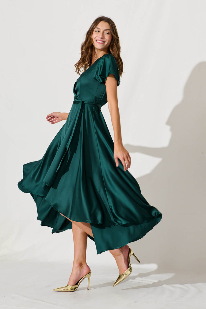 loulou satin dress LouLou De Saison Adela Silk Maxi Dress | Grey