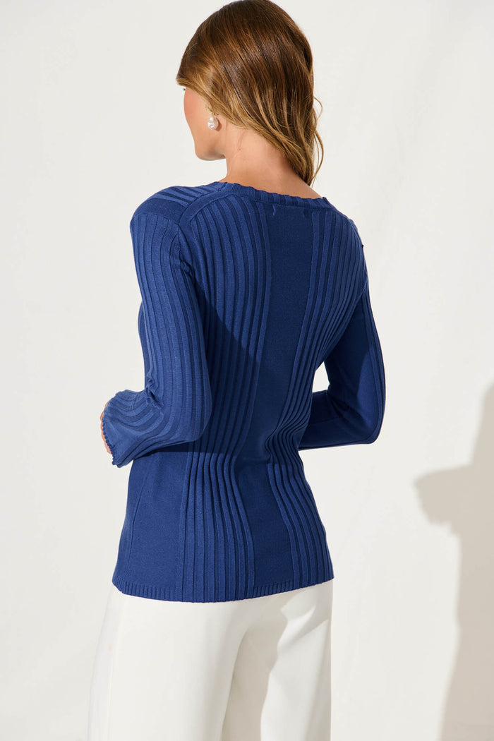 Tira Knit Top In Blue - back