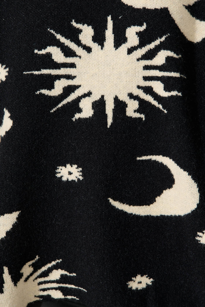 Cosmo Intarsia Knit In Black With Beige - fabric