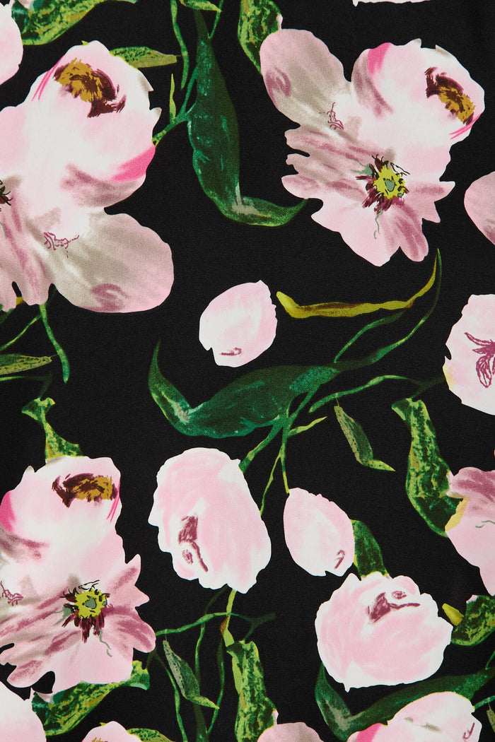 Gabriel Dress In Black With Blush Floral - fabric